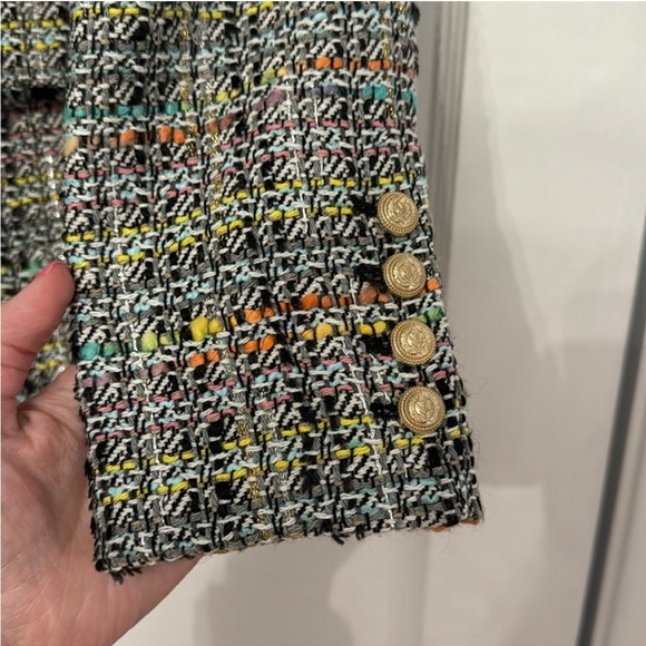 NWT Generation Love Eliza Tweed Jacket BLACK Rainbow Size Large - Picture 6 of 7